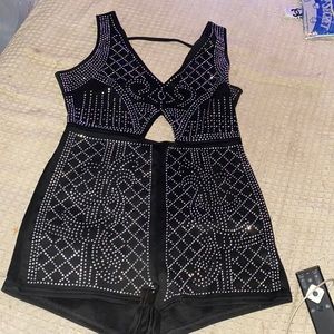 Black Bedazzle Romper